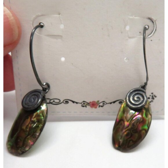 Aphorism Earrings Sterling Silver Abalone Shell Drop Dangle New - Picture 5 of 7